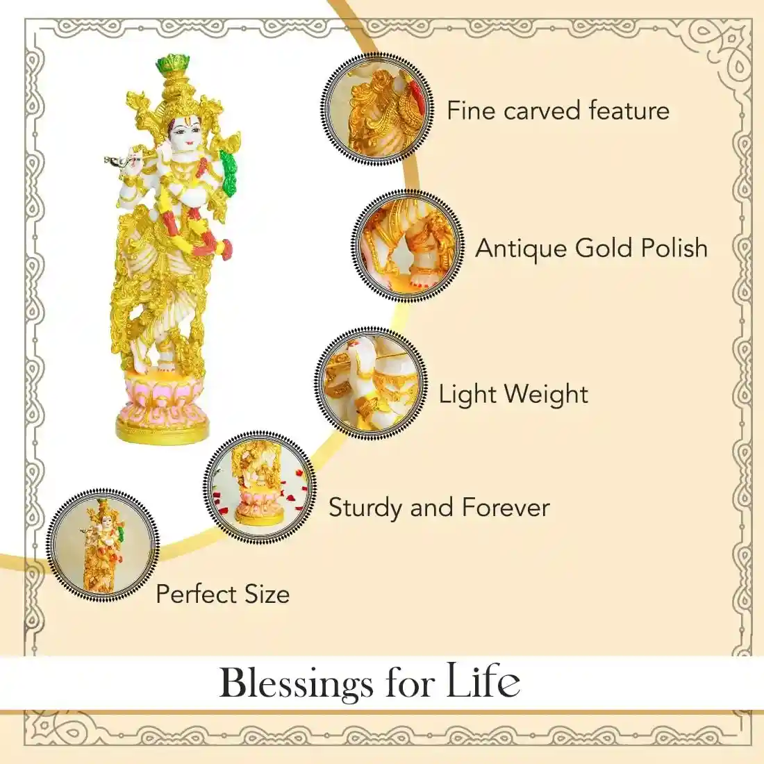 Shree Krishna Murti for Home Temple, Puja Room & Spiritual Décor