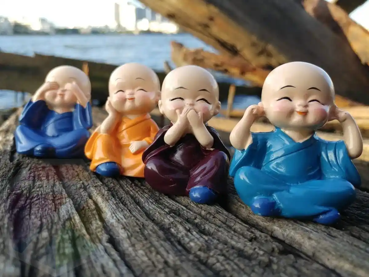 4 Wise Baby Monk Buddha Statue Set – Res...