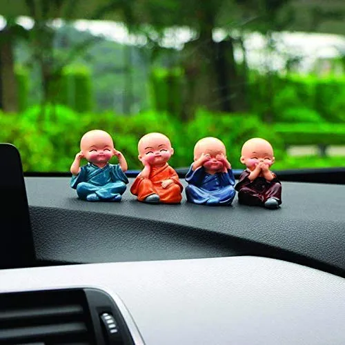 4 Wise Baby Monk Buddha Statue Set – Resin Home Decor Showpiece
