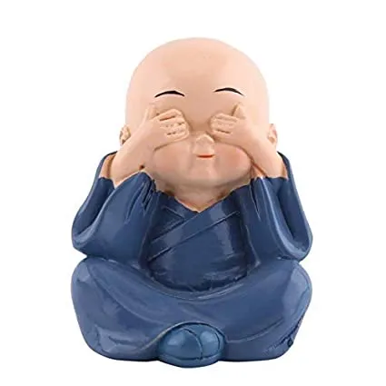 4 Wise Baby Monk Buddha Statue Set – Resin Home Decor Showpiece
