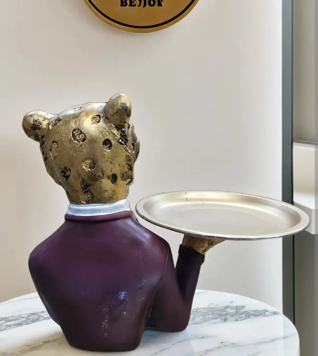 Luxury Leopard Butler Tray Resin Statue – Decorative Home Organizer