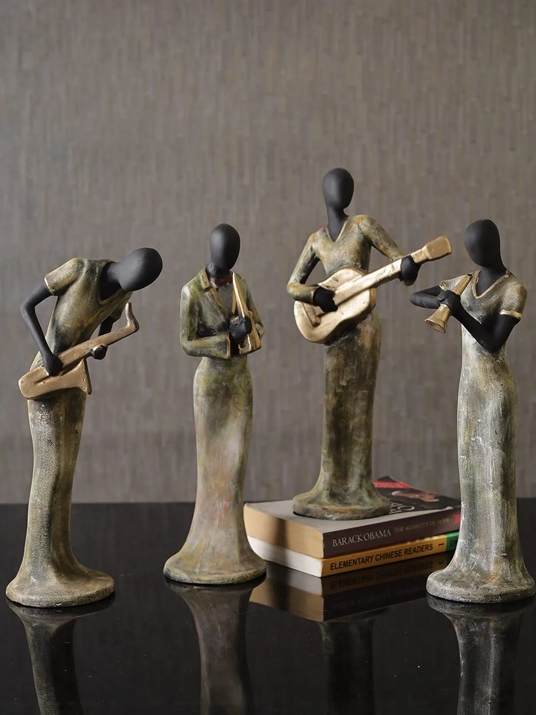 4 Lady Musical Resin Showpiece | Elegant Women Musician Figurines Set for Home, Living Room & Office Décor