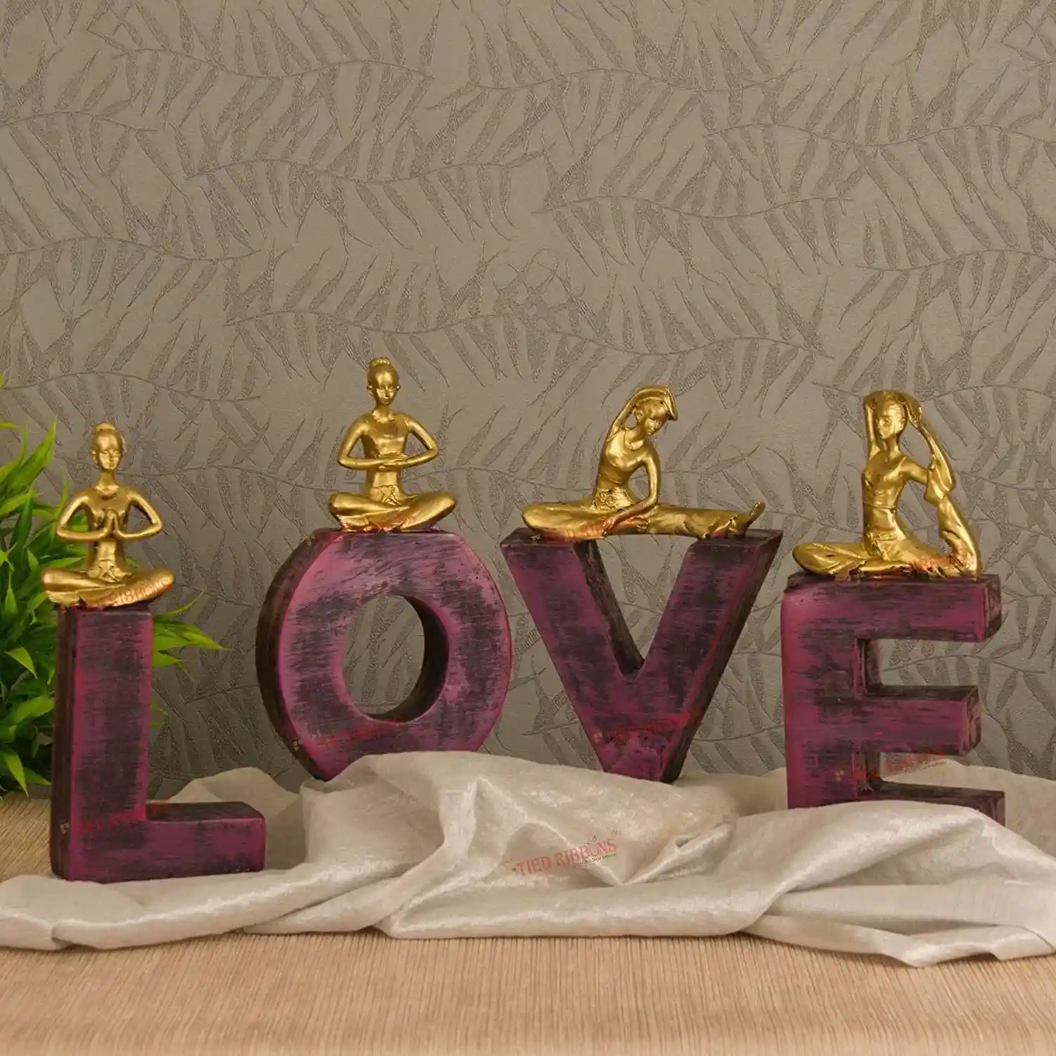 Love Yoga Lady Resin Showpiece | Modern Meditating Woman Decorative Statue for Home, Living Room & Office Décor