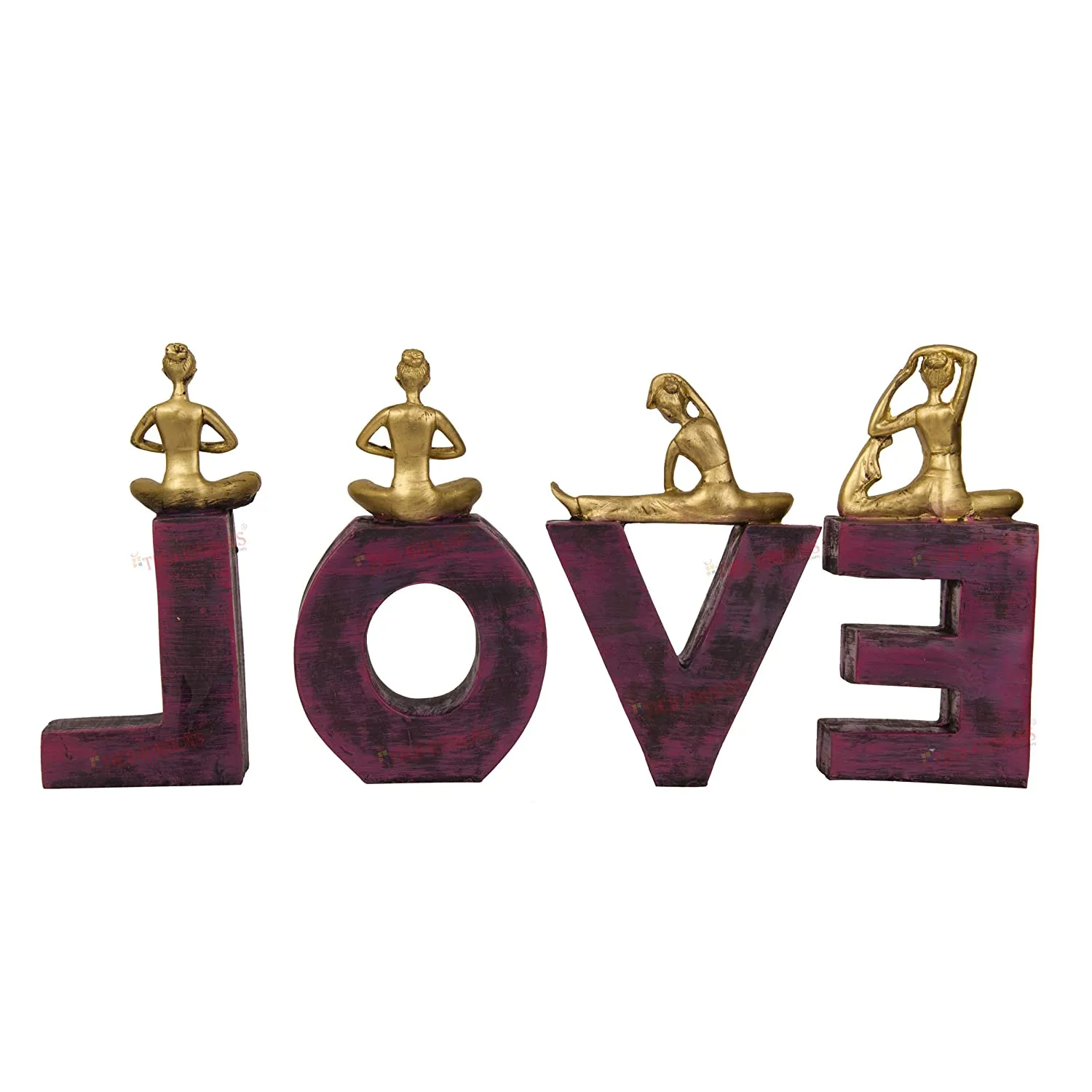 Love Yoga Lady Resin Showpiece | Modern Meditating Woman Decorative Statue for Home, Living Room & Office Décor