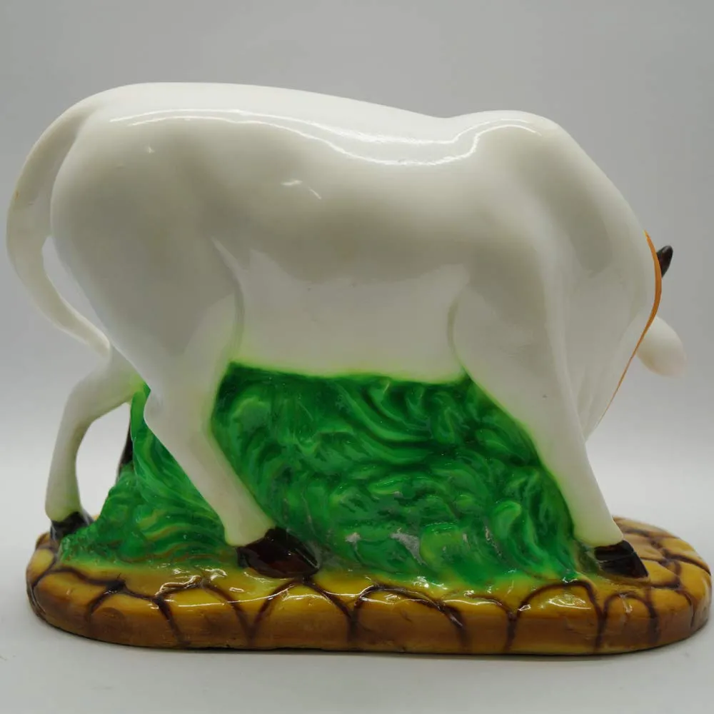 Kamdhenu Cow Resin Showpiece | Sacred Kamdhenu Cow with Calf Statue for Home, Office, Pooja Room & Gift