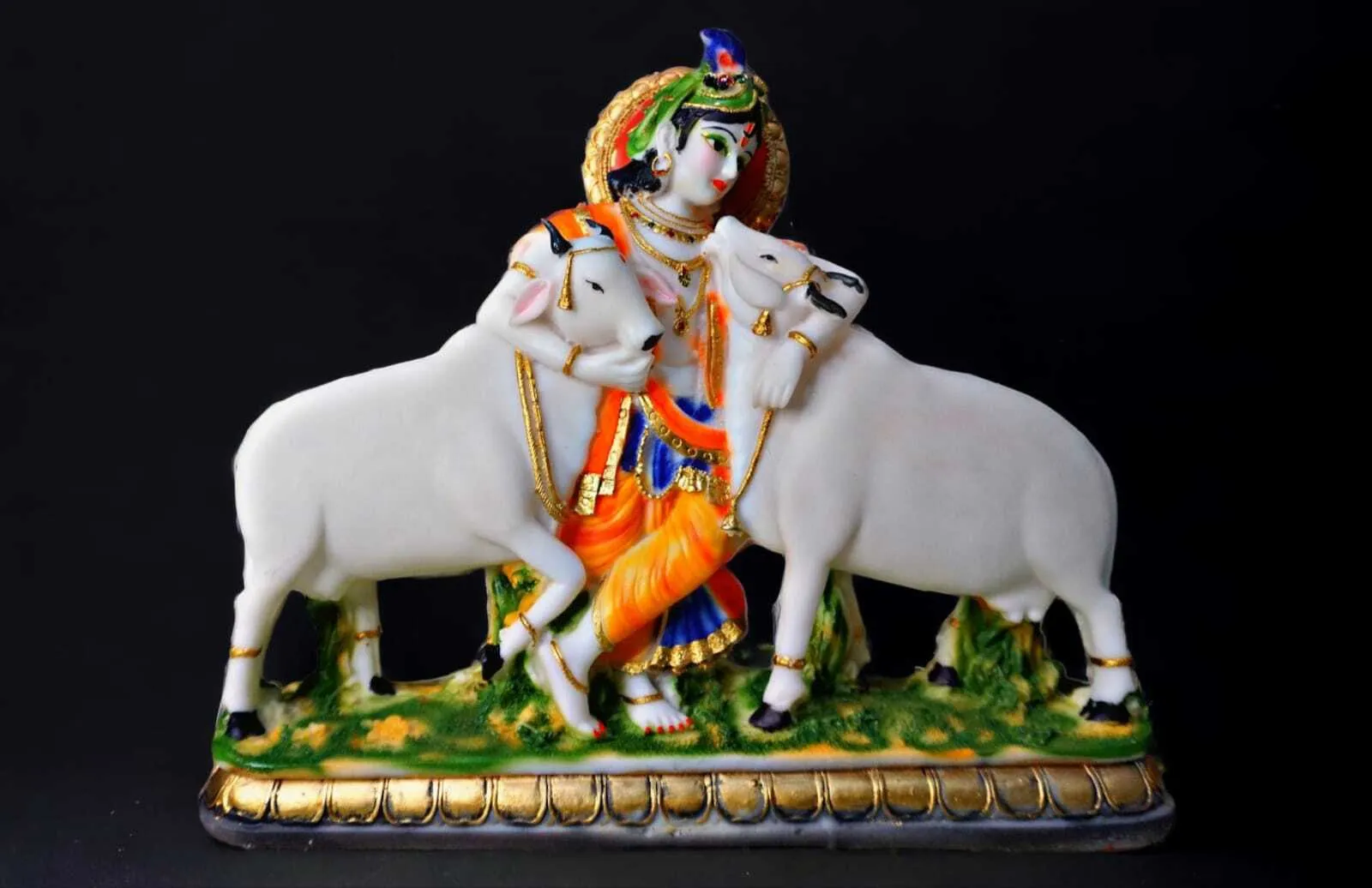 Krishna with 2 Cow Marble Showpiece | El...