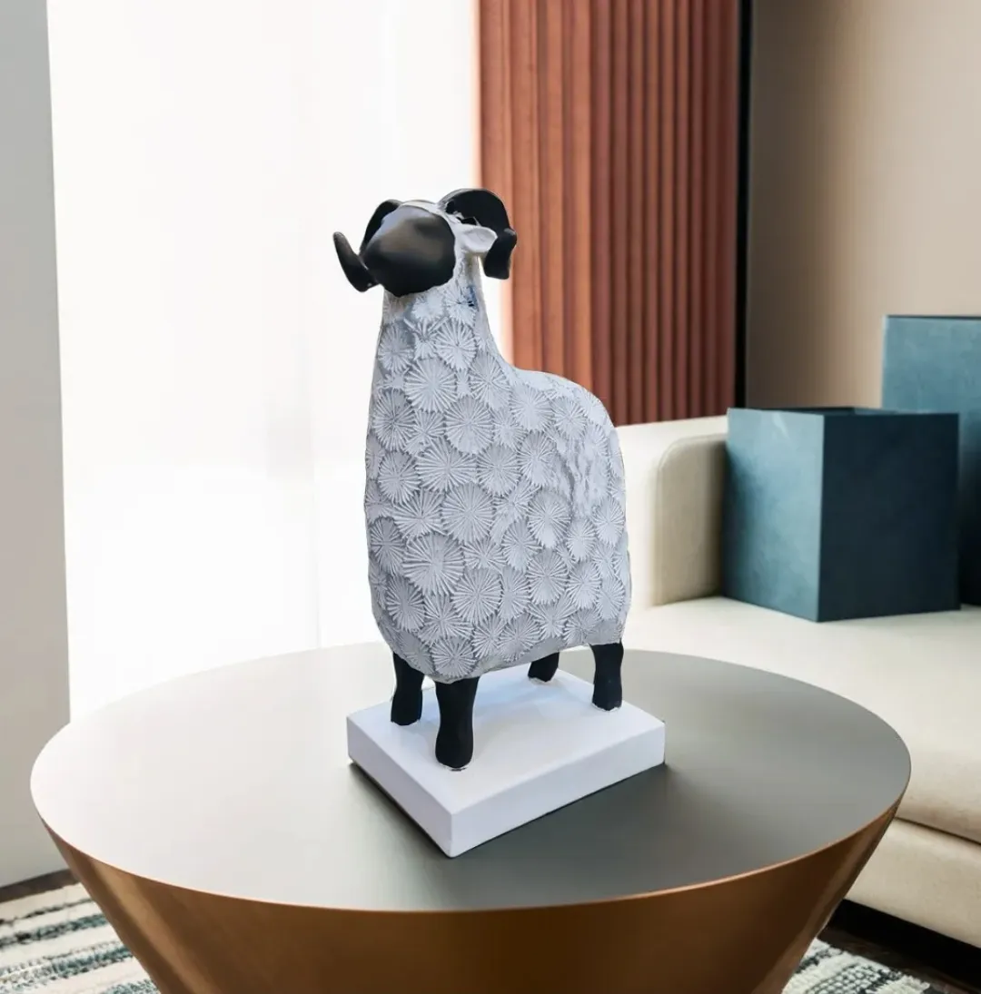 Small Goat Showpiece | Cute Resin Goat Figurine for Home, Office, Living Room & Décor