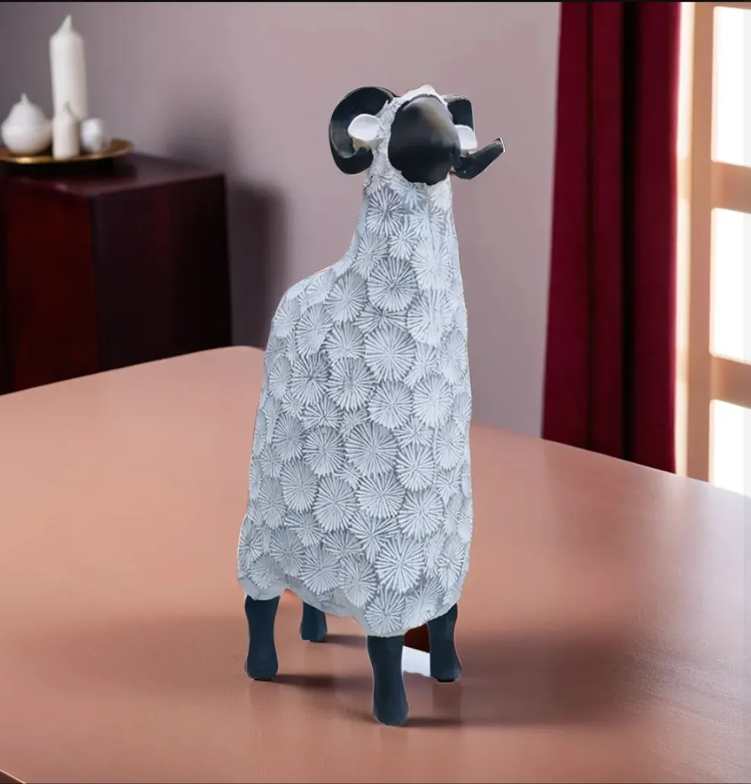 Small Goat Showpiece | Cute Resin Goat Figurine for Home, Office, Living Room & Décor