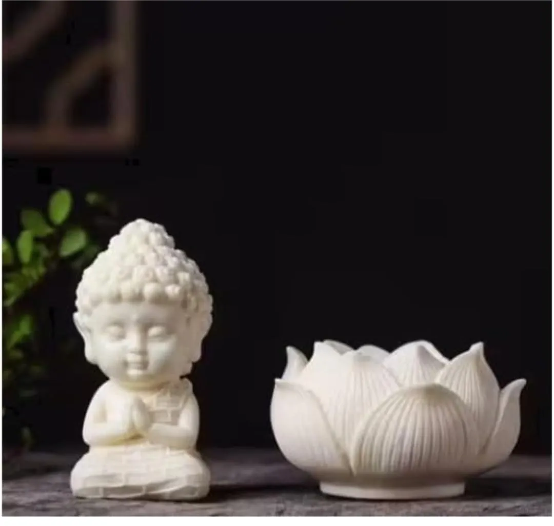Small Kamal Monk Resin Showpiece – Meditating Monk on Lotus Decorative Statue for Home, Office & Spiritual Décor
