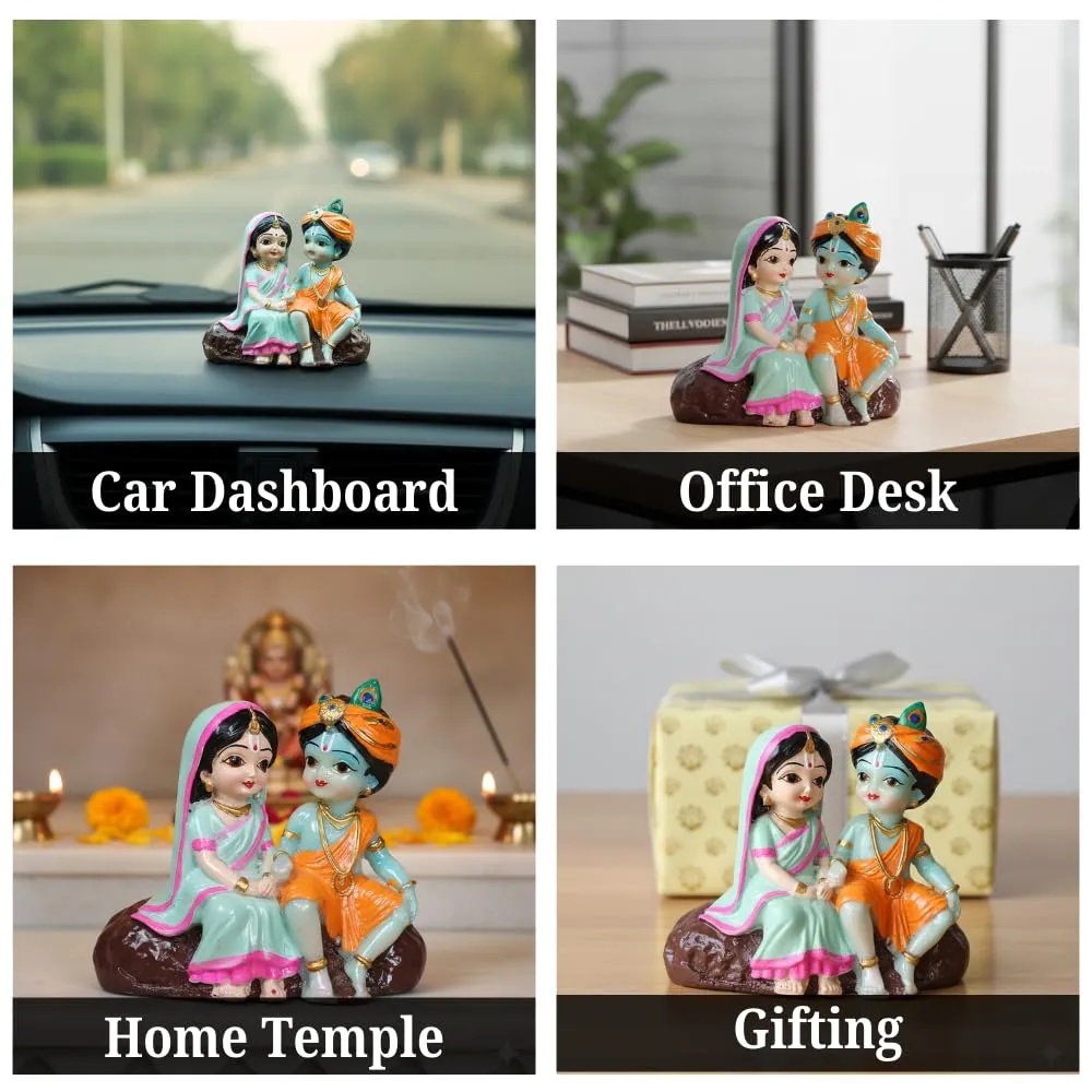 Small Radha Krishna Resin Idol – Elegant Decorative Statue for Home Décor, Pooja Room & Spiritual Gift