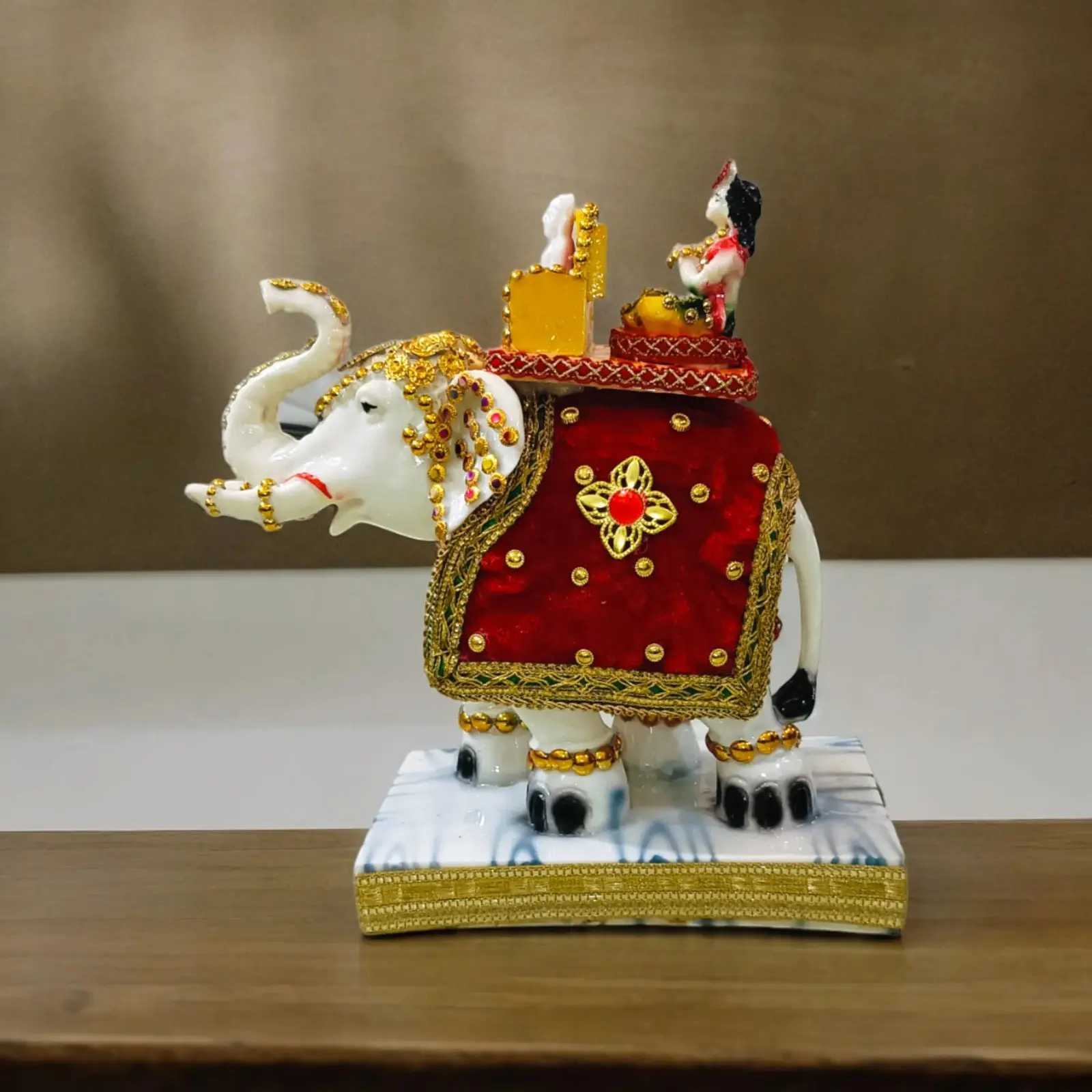 Erawat Elephant Resin Showpiece | Airavata Decorative Statue for Home, Office & Vastu Décor
