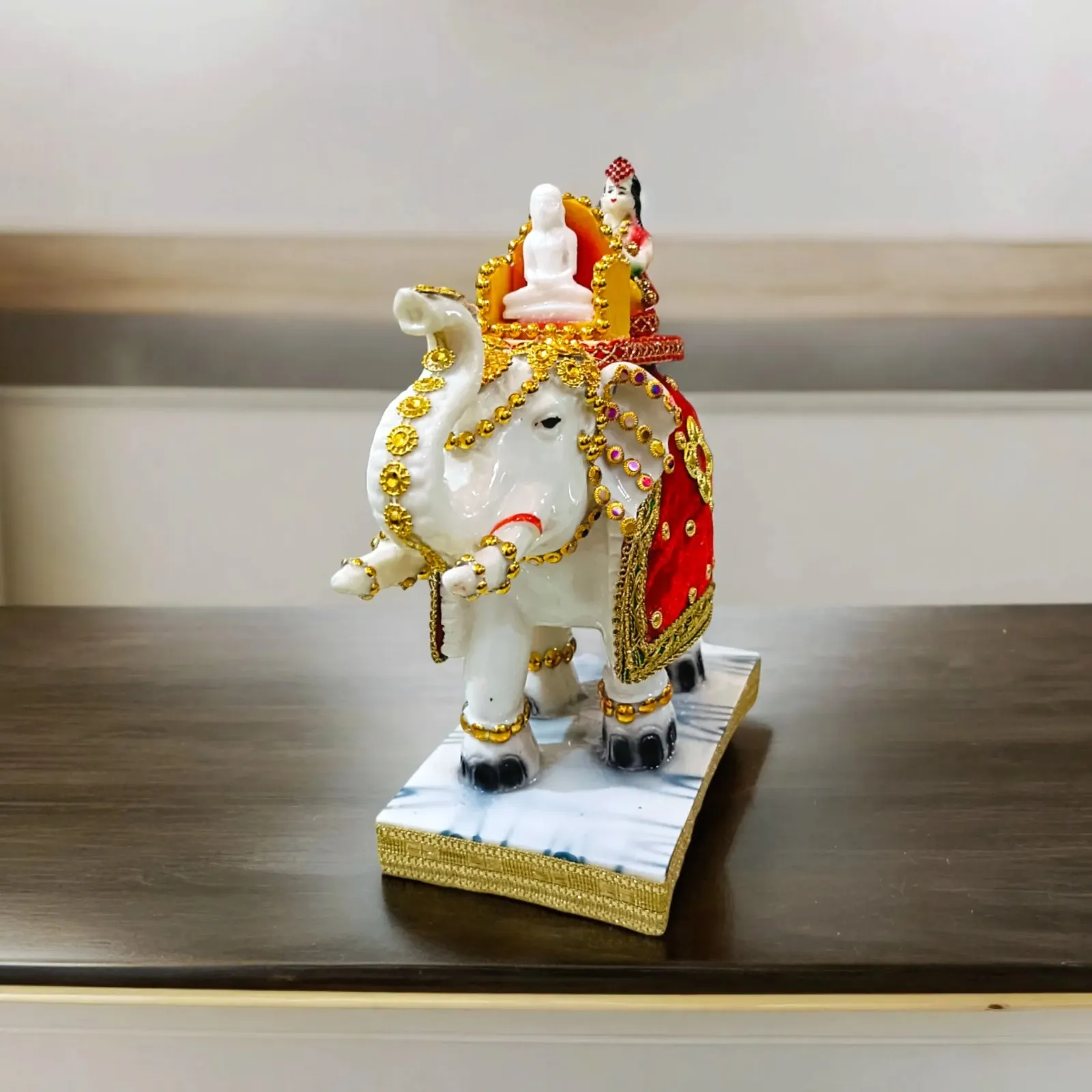 Erawat Elephant Resin Showpiece | Airavata Decorative Statue for Home, Office & Vastu Décor