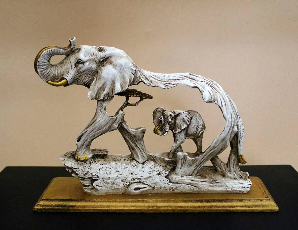 Elephant in Elephant Resin Showpiece | Decorative Elephant Family Statue for Home & Office Décor