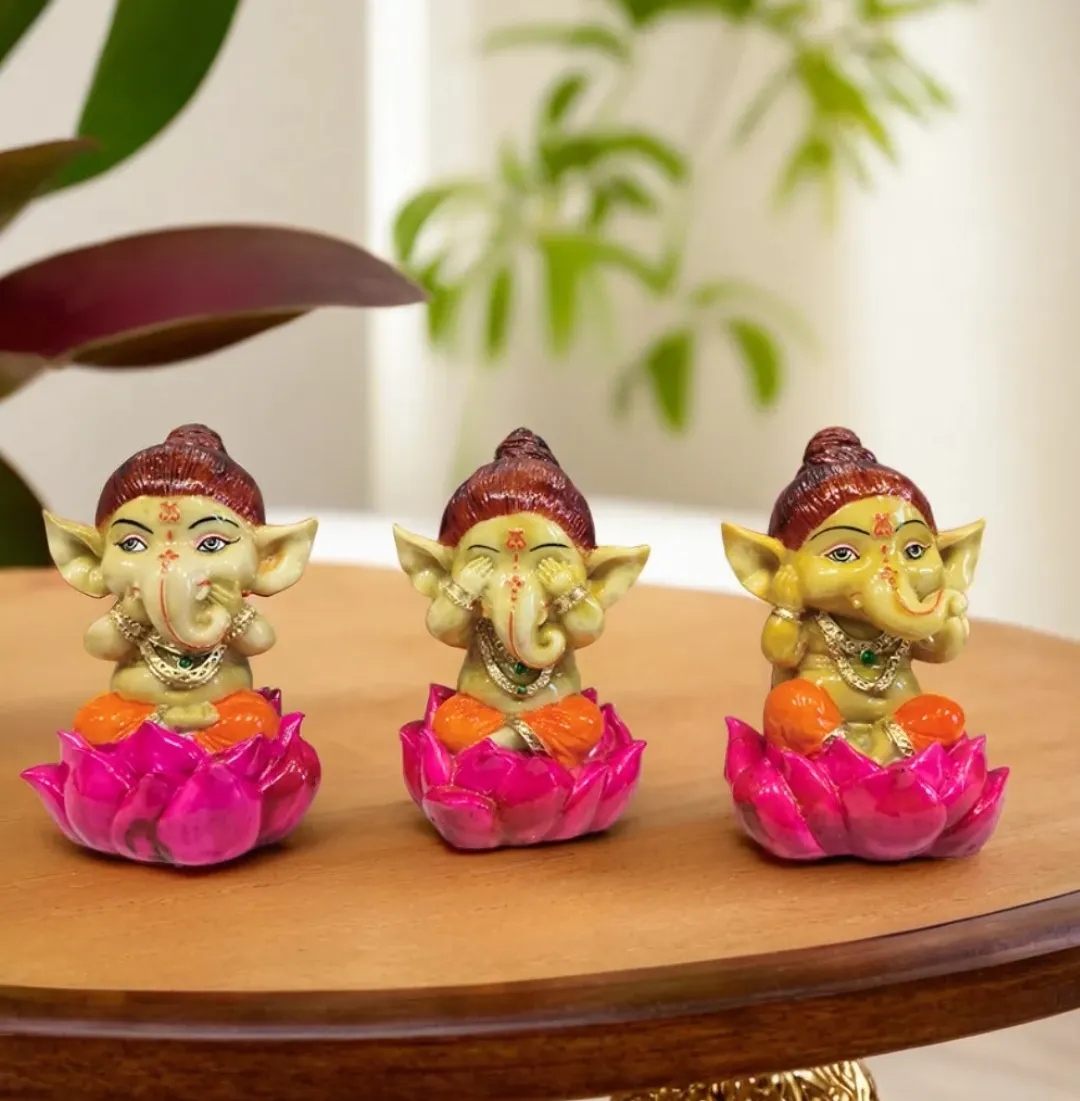 Set of 3 Ganesha Resin Idols | Lord Gane...
