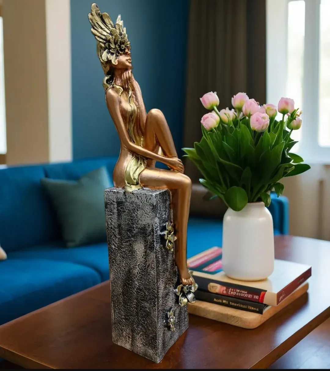 Big Leg Lady Copper Resin Showpiece | Modern Abstract Lady Decorative Statue for Home & Office Décor