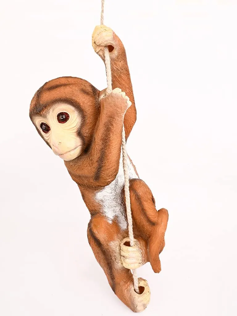 Hanging Monkey Resin Showpiece | Decorative Hanging Monkey Statue for Home, Living Room & Office Wall Décor