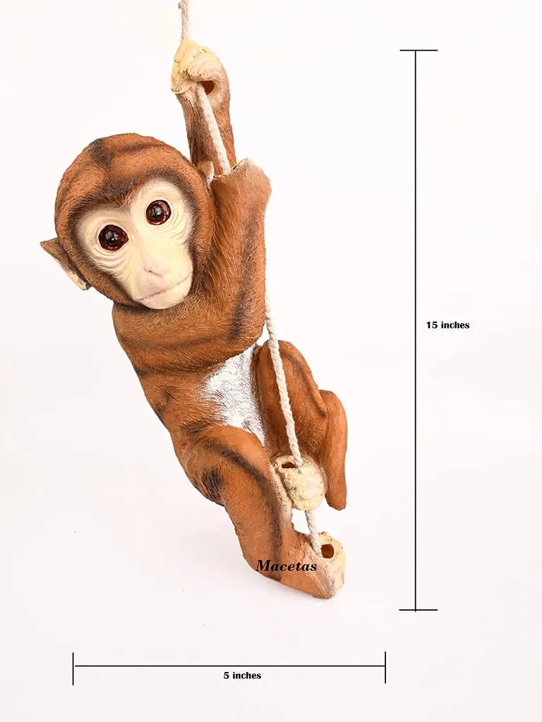 Hanging Monkey Resin Showpiece | Decorative Hanging Monkey Statue for Home, Living Room & Office Wall Décor