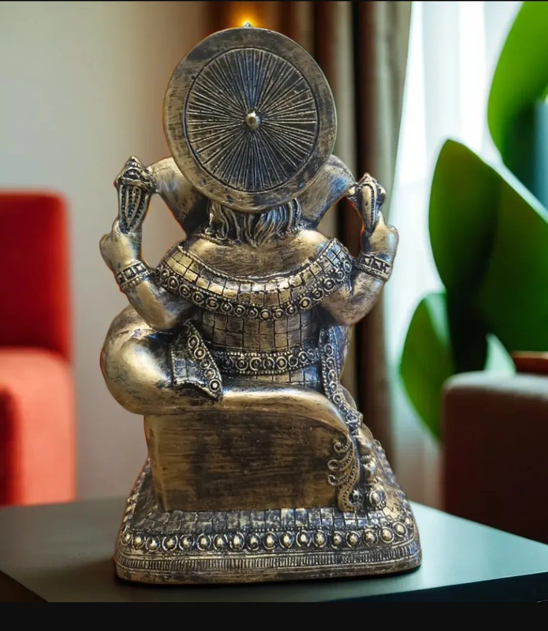 Antique Sitting Ganesha Idol – Lord Ganesha with Mushak Decorative Showpiece for Home, Office, Temple & Gift