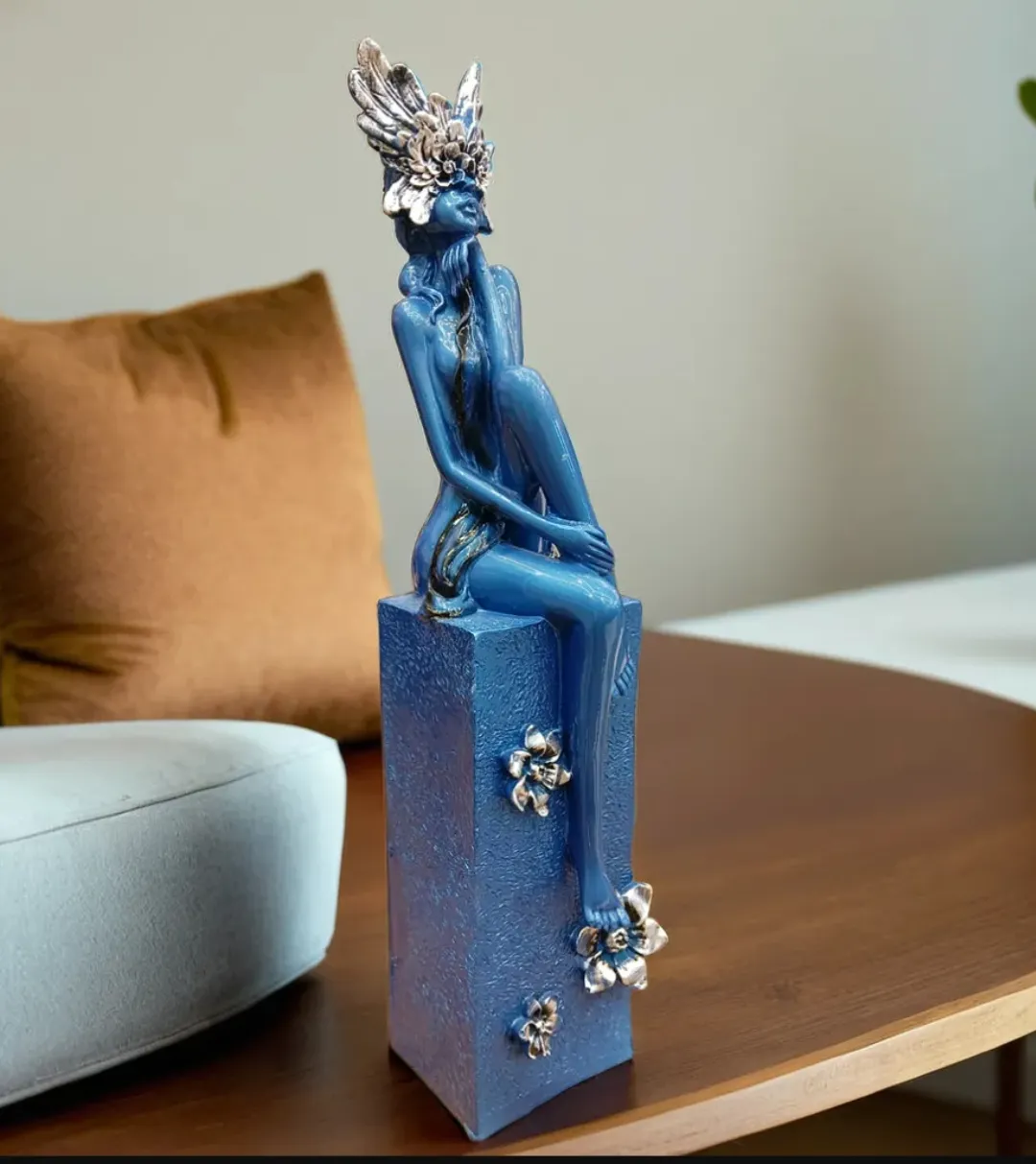 Big Leg Lady Blue Resin Showpiece | Modern Abstract Lady Decorative Statue for Home & Office Décor