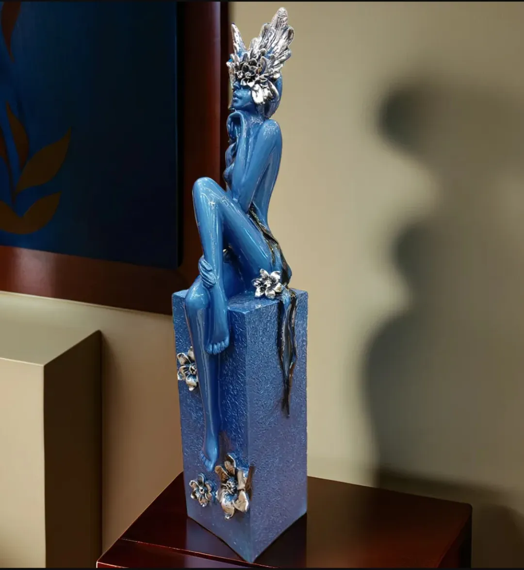 Big Leg Lady Blue Resin Showpiece | Modern Abstract Lady Decorative Statue for Home & Office Décor