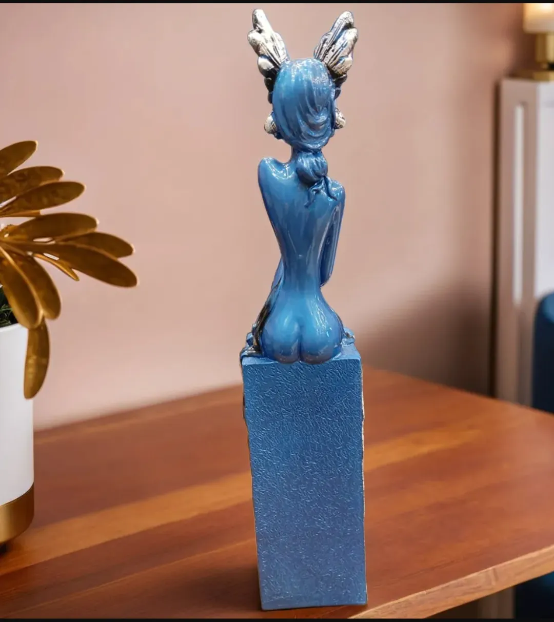Big Leg Lady Blue Resin Showpiece | Modern Abstract Lady Decorative Statue for Home & Office Décor