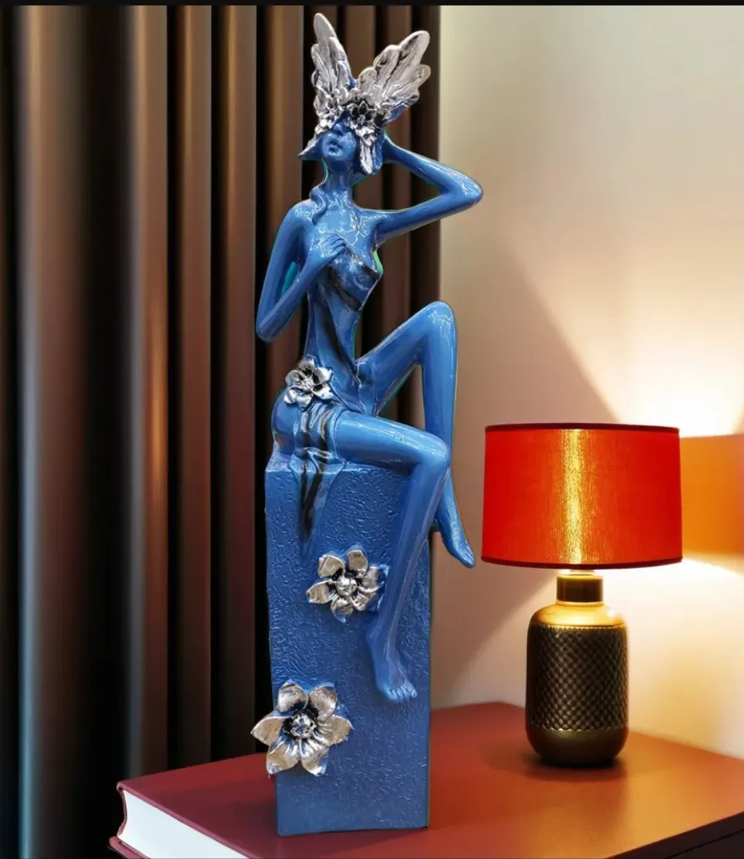 Small Leg Lady Blue Resin Showpiece | Modern Abstract Lady Decorative Statue for Home & Office Décor