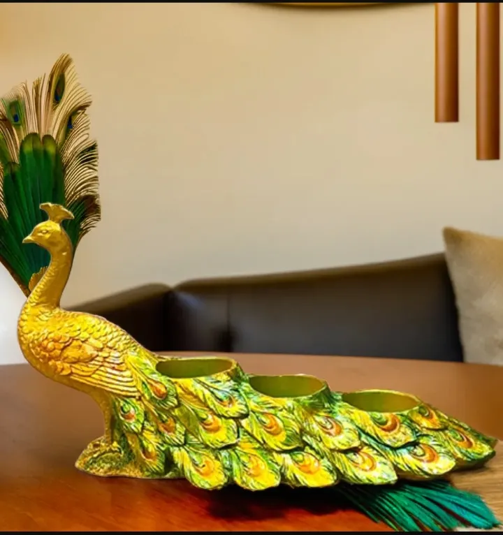 Premium Peacock  Diya Showpiece – Elegan...