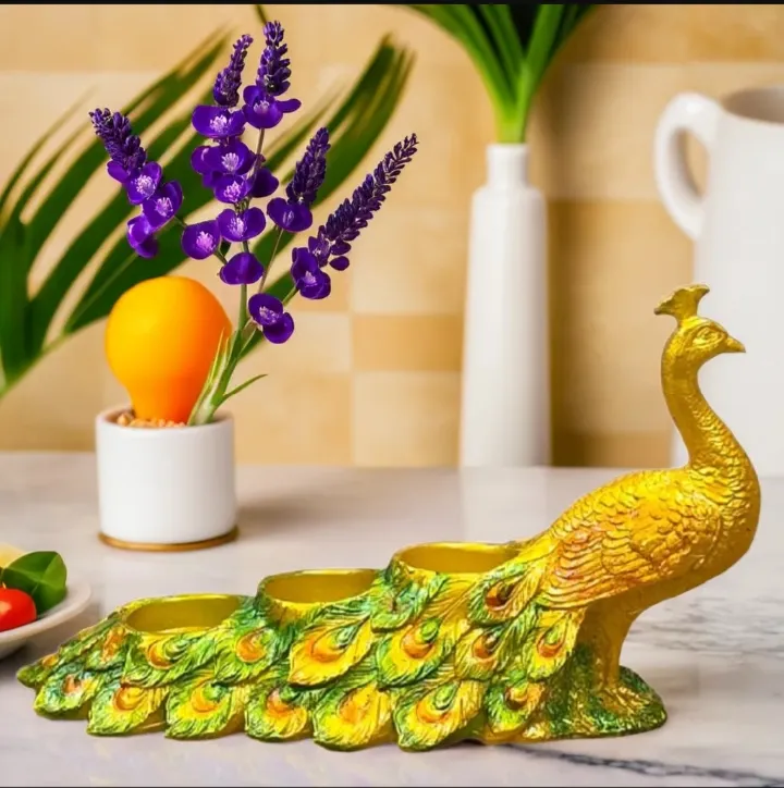 Premium Peacock  Diya Showpiece – Elegant Decorative Peacock Lamp for Home Temple, Pooja Room & Festive Décor