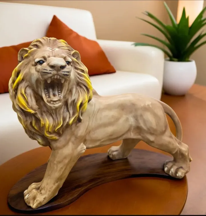 Small Brown Resin Lion Showpiece | Decor...