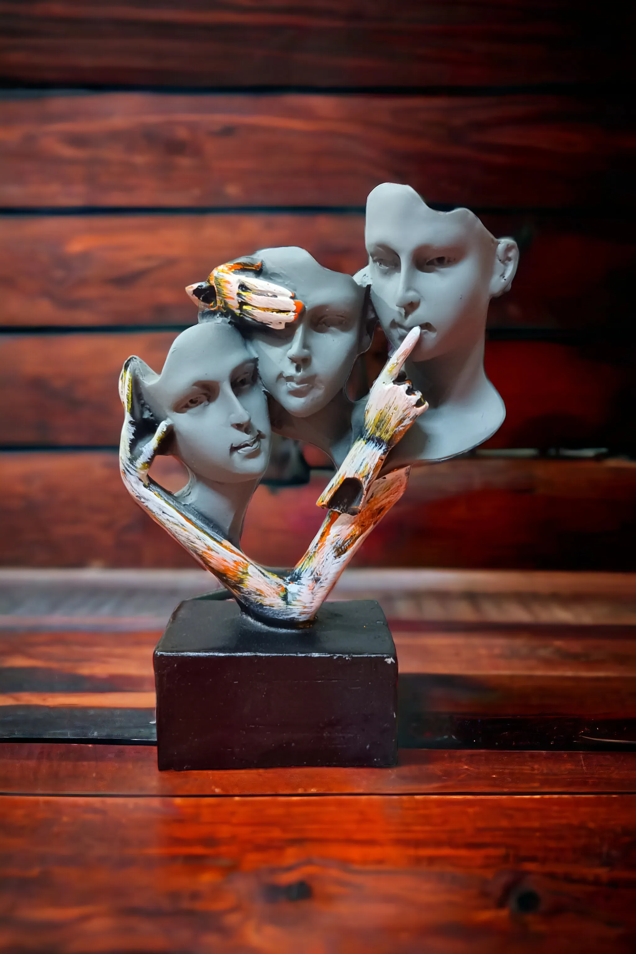 Human Face Lady with Extra Hands Resin Showpiece | Artistic Decorative Sculpture for Home & Office