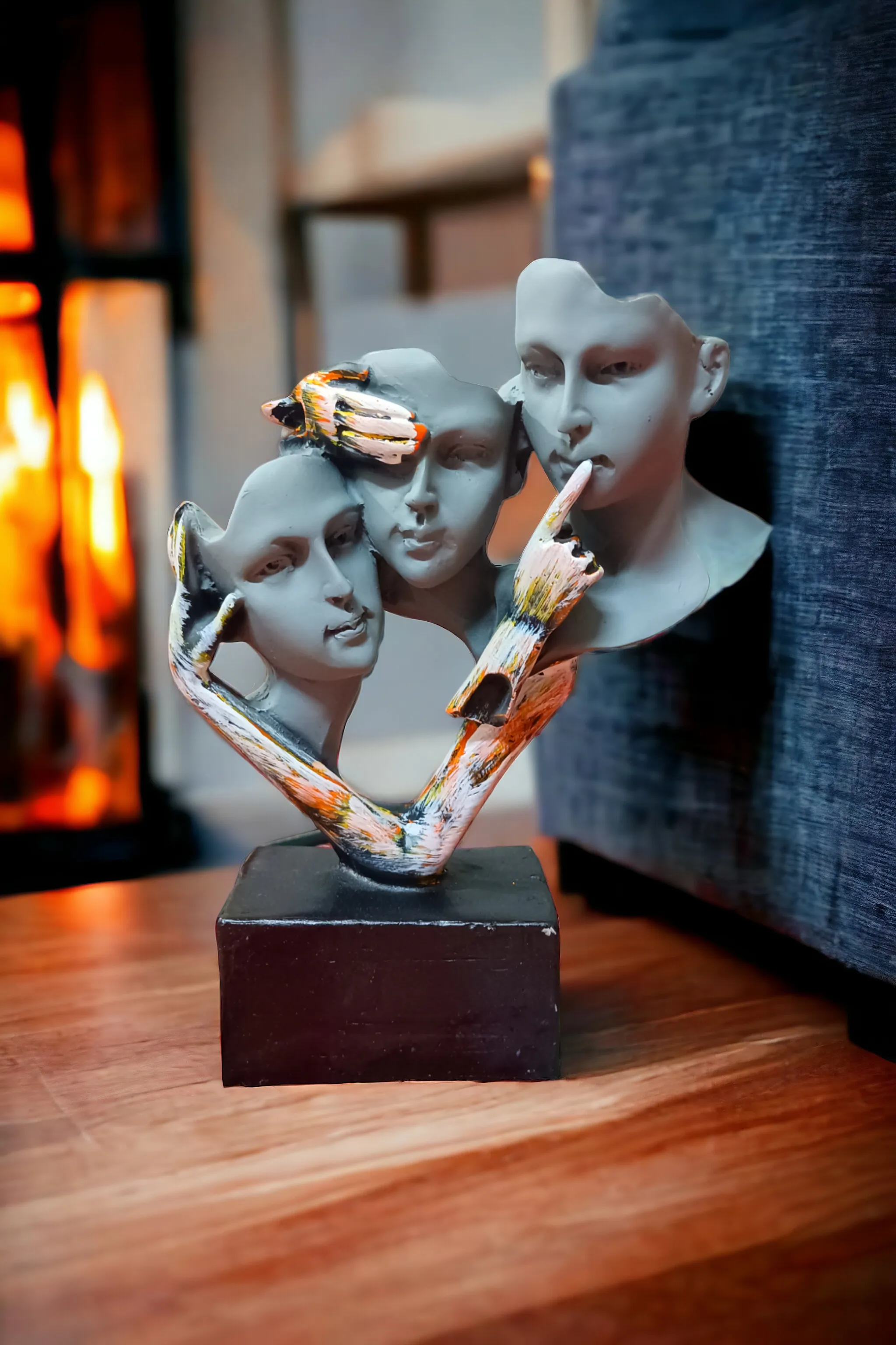 Human Face Lady with Extra Hands Resin Showpiece | Artistic Decorative Sculpture for Home & Office