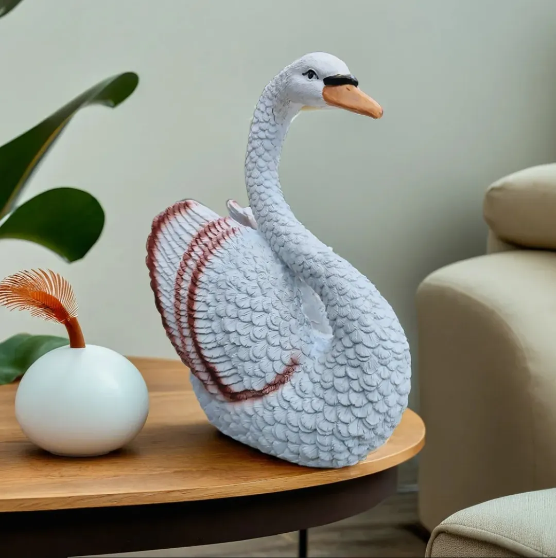 Elegant Medium Swan Resin Showpiece | White Swan Decorative Statue for Home & Office Décor