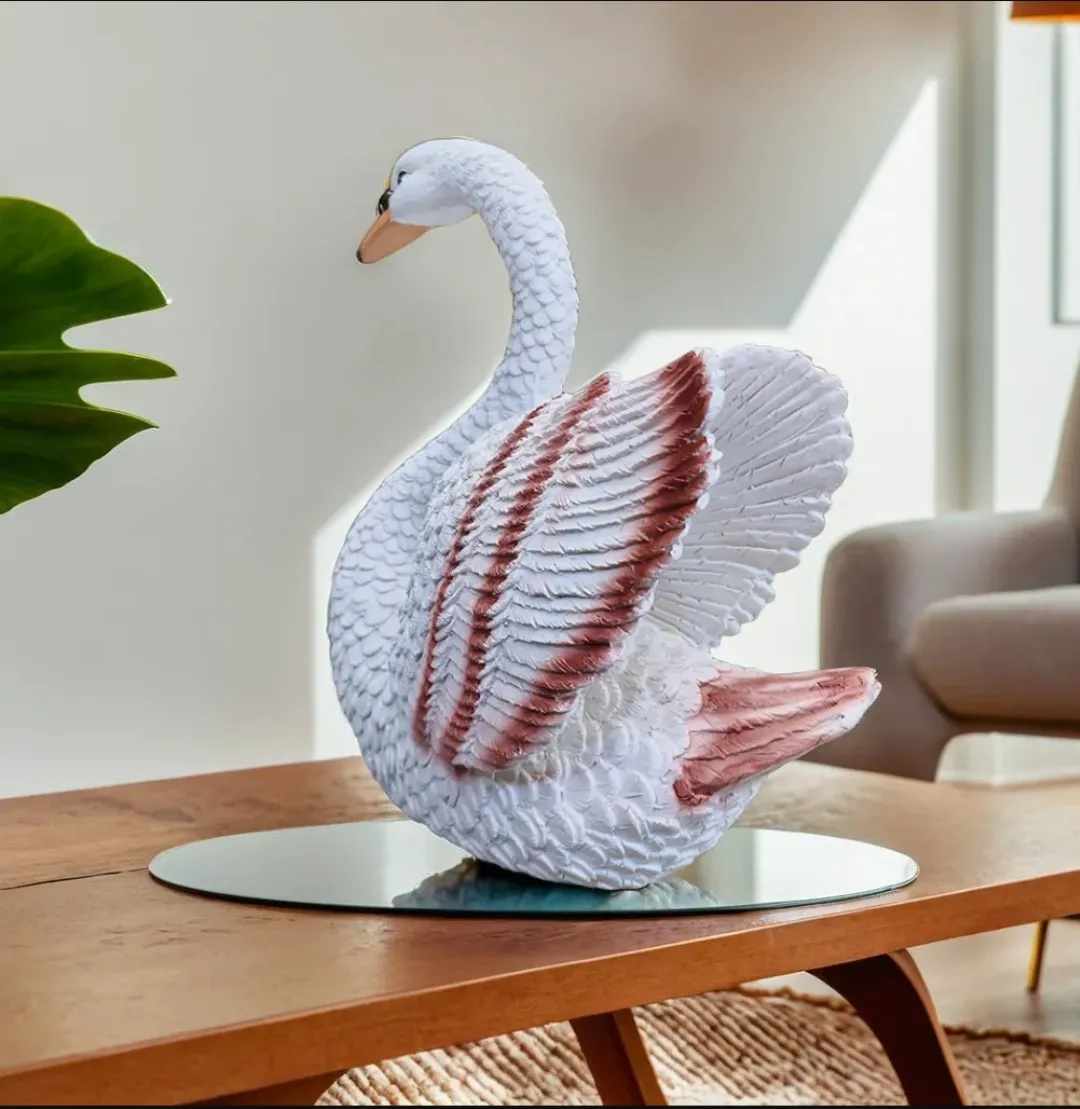 Elegant Medium Swan Resin Showpiece | White Swan Decorative Statue for Home & Office Décor