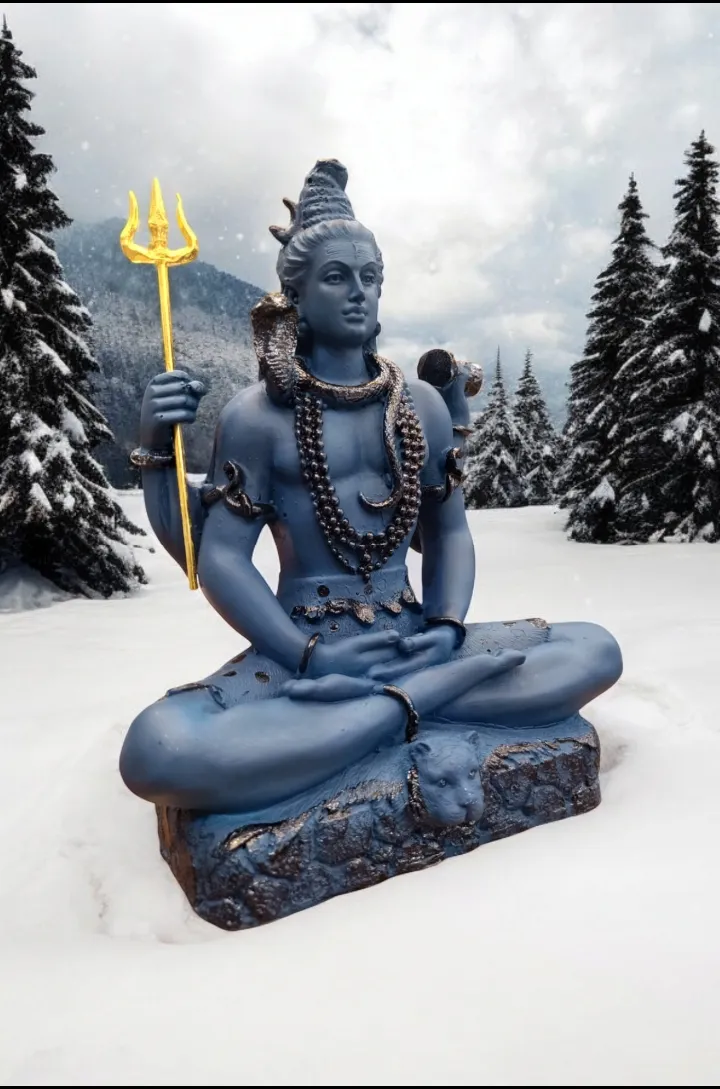 Lord Shiva Blue Resin Idol | Mahadev Decorative Statue for Home, Office & Temple Décor