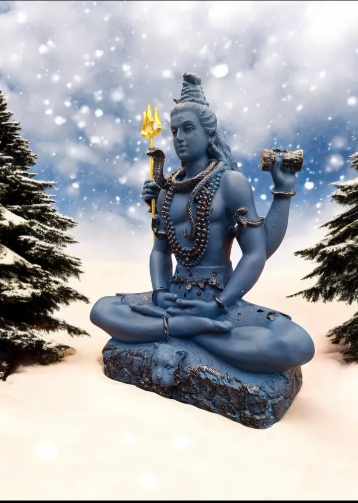 Lord Shiva Blue Resin Idol | Mahadev Decorative Statue for Home, Office & Temple Décor