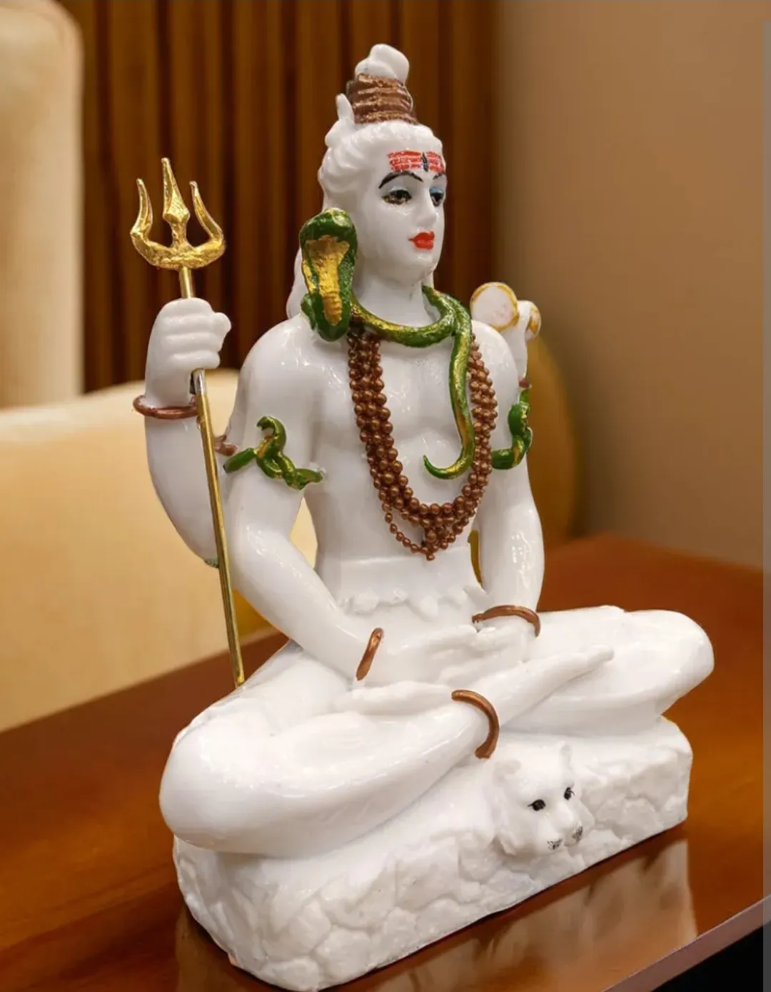 Lord Shiva White Meditating Resin Idol | Mahadev Decorative Statue for Home, Office & Temple Décor