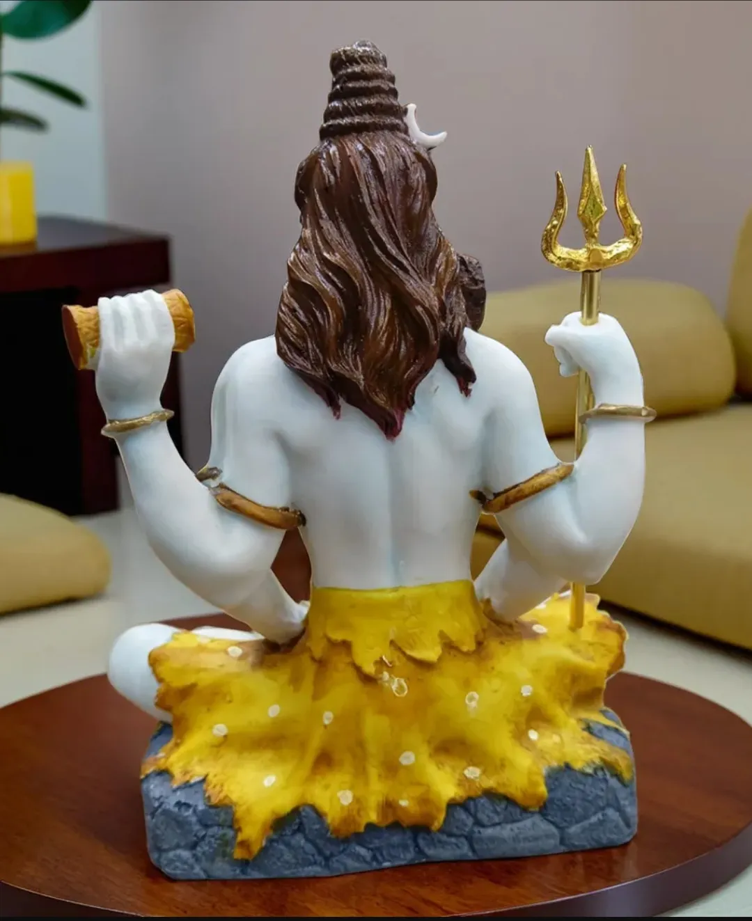 Lord Shiva Yellow Meditating Resin Idol | Mahadev Decorative Statue for Home, Office & Temple Décor