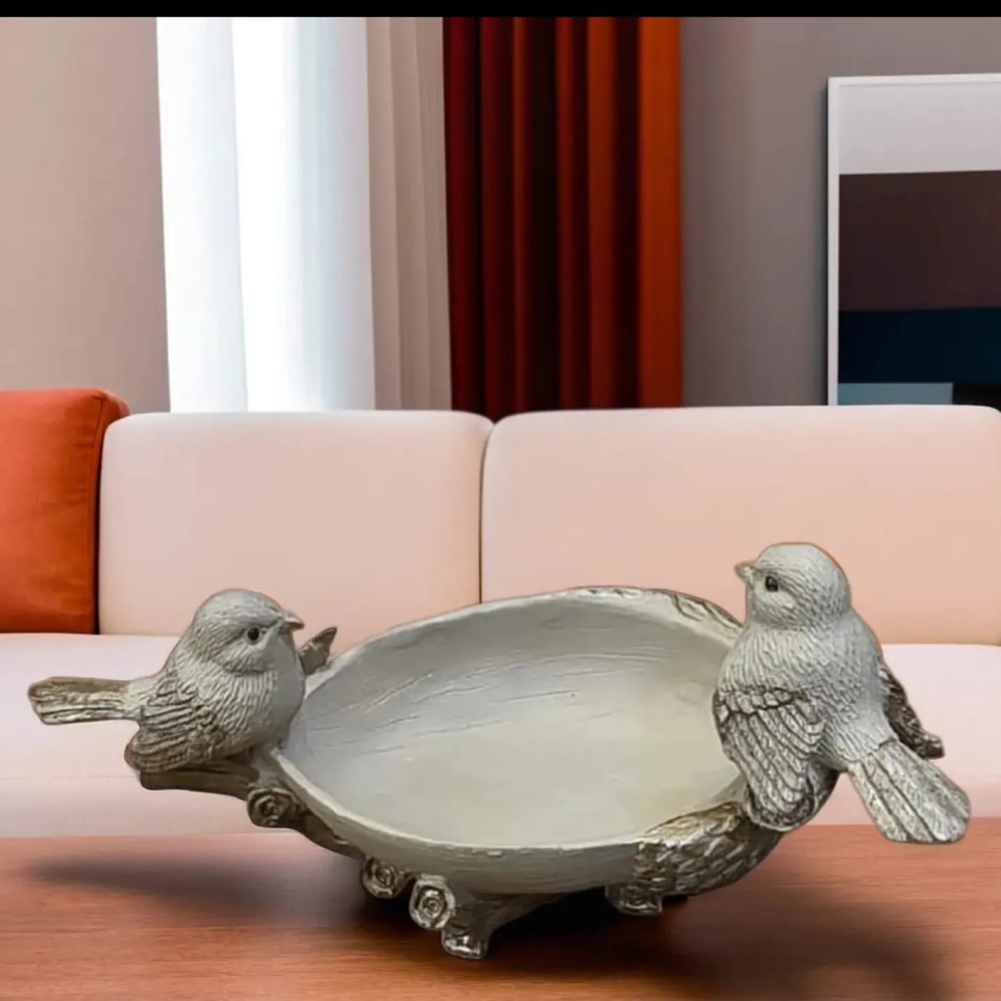Bird Resin Decorative Bowl | Elegant Bird Showpiece with Storage Bowl for Home Décor