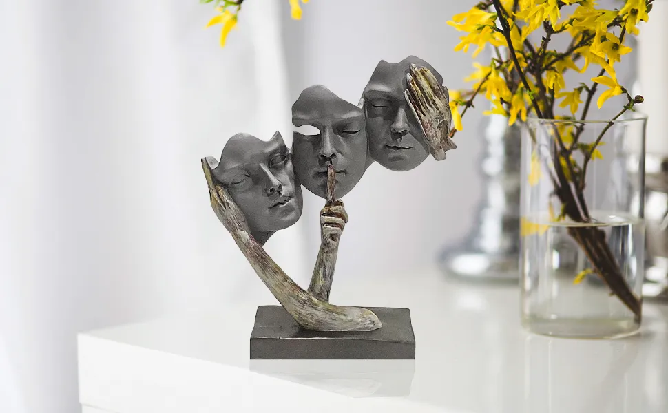 Human face Extra Hand(Gents) Resin Showpiece | Artistic Decorative Sculpture for Home & Office