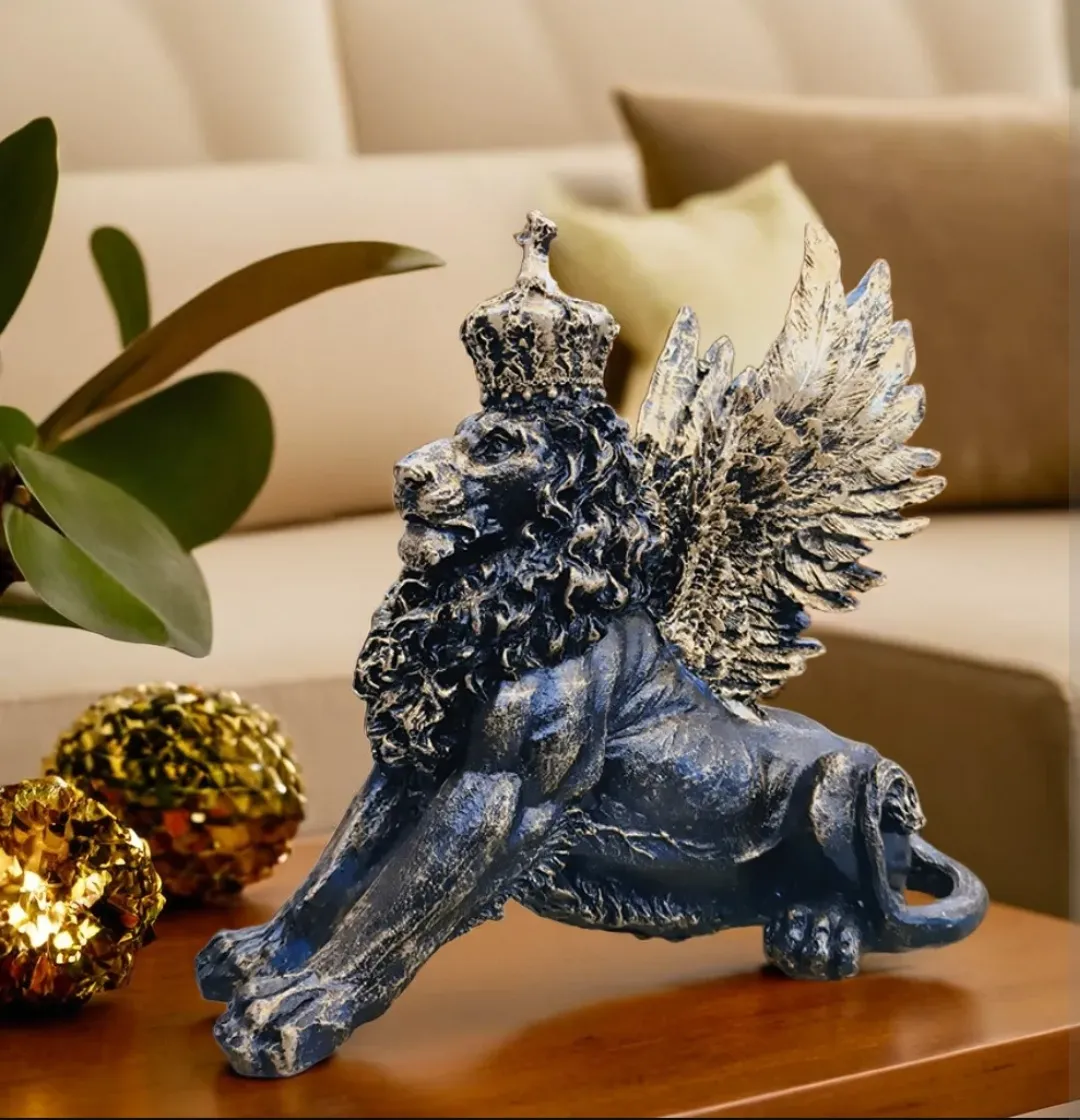 Royal King Resin Lion Showpiece | Decorative Animal Figurine for Home & Office Décor