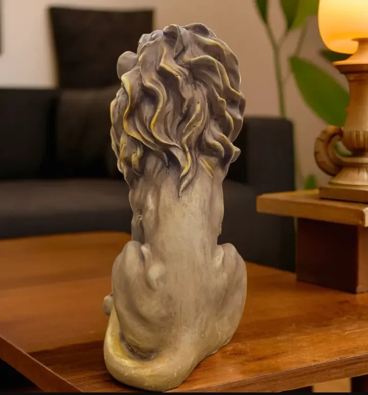 Sitting Lion Brown Resin Lion Showpiece | Decorative Animal Figurine for Home & Office Décor