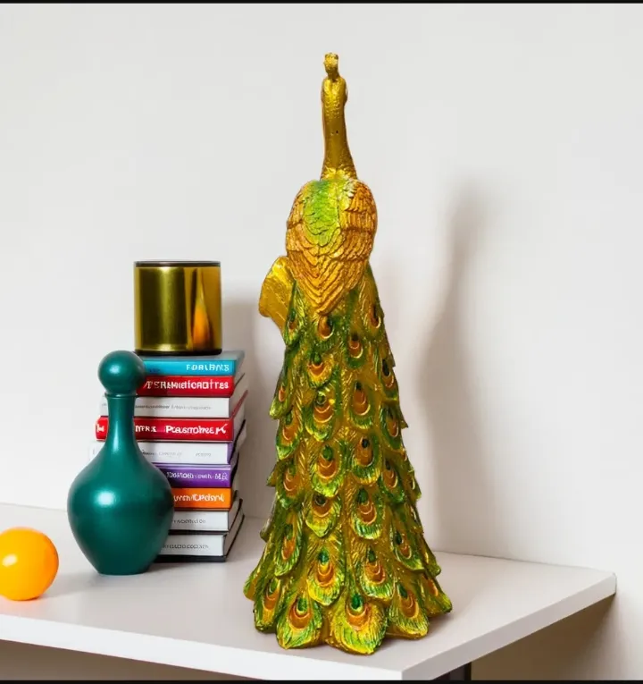Premium Daal Peacock Showpiece – Elegant Decorative Peacock Lamp for Home Temple, Pooja Room & Festive Décor