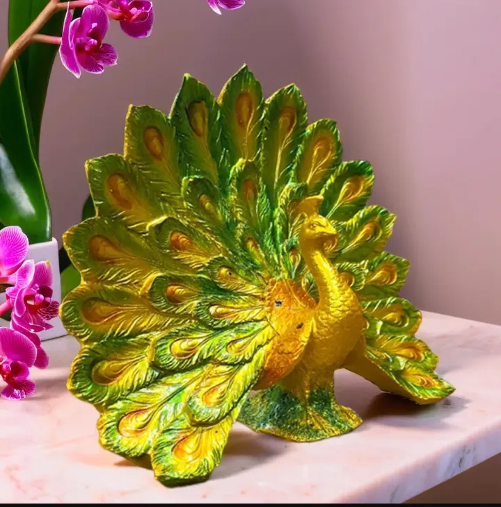 Premium Pankh Peacock Showpiece – Elegant Decorative Peacock Lamp for Home Temple, Pooja Room & Festive Décor
