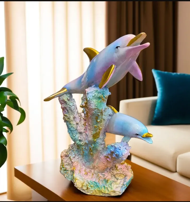 Premium Biggest Multi Dolphin Showpiece – Luxury Decorative Dolphin Figurine for Home, Office & Living Room Décor