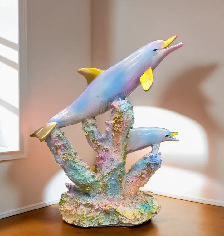 Premium Biggest Multi Dolphin Showpiece – Luxury Decorative Dolphin Figurine for Home, Office & Living Room Décor