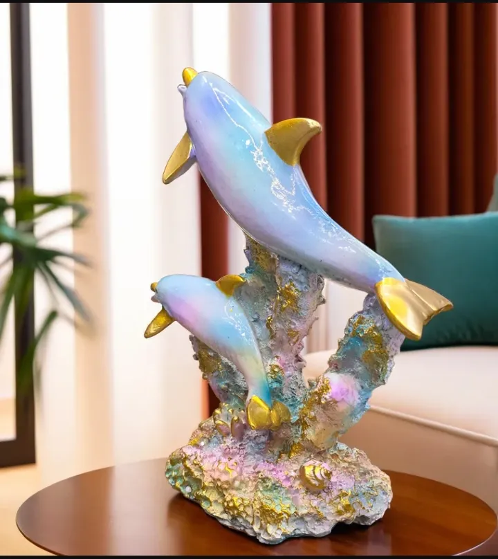 Premium Biggest Multi Dolphin Showpiece – Luxury Decorative Dolphin Figurine for Home, Office & Living Room Décor