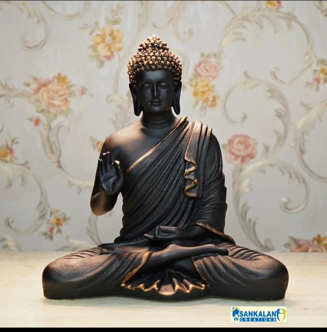 Premium Black Golden Resin Statue – Elegant Lord Buddha Showpiece for Home, Office & Meditation Décor