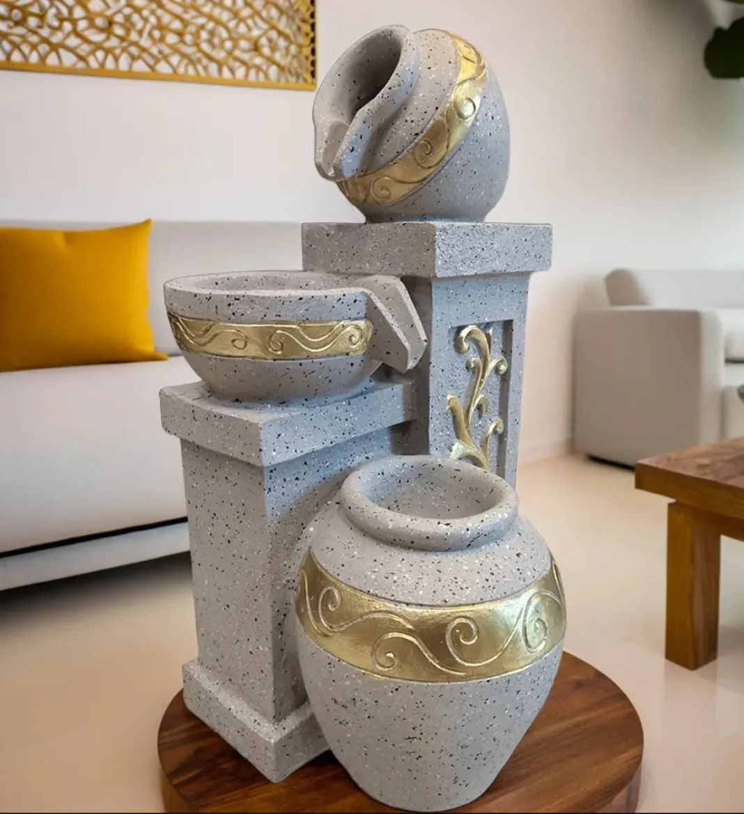 Premium Matki Fountain Grey Water Showpiece – Elegant Decorative Fountain for Home, Office, Garden & Living Room Décor