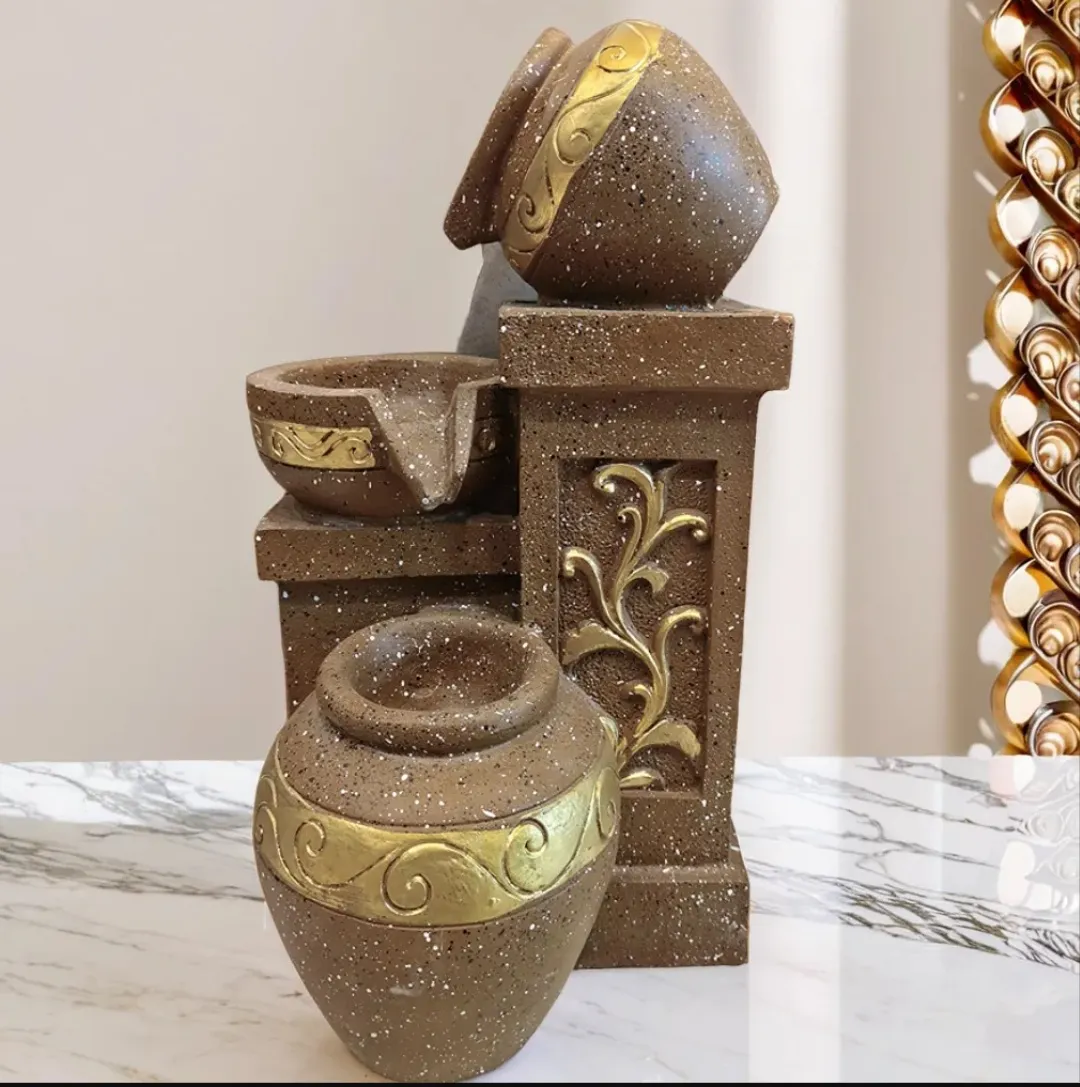 Premium Matki Fountain Brown Water Showpiece – Elegant Decorative Fountain for Home, Office, Garden & Living Room Décor