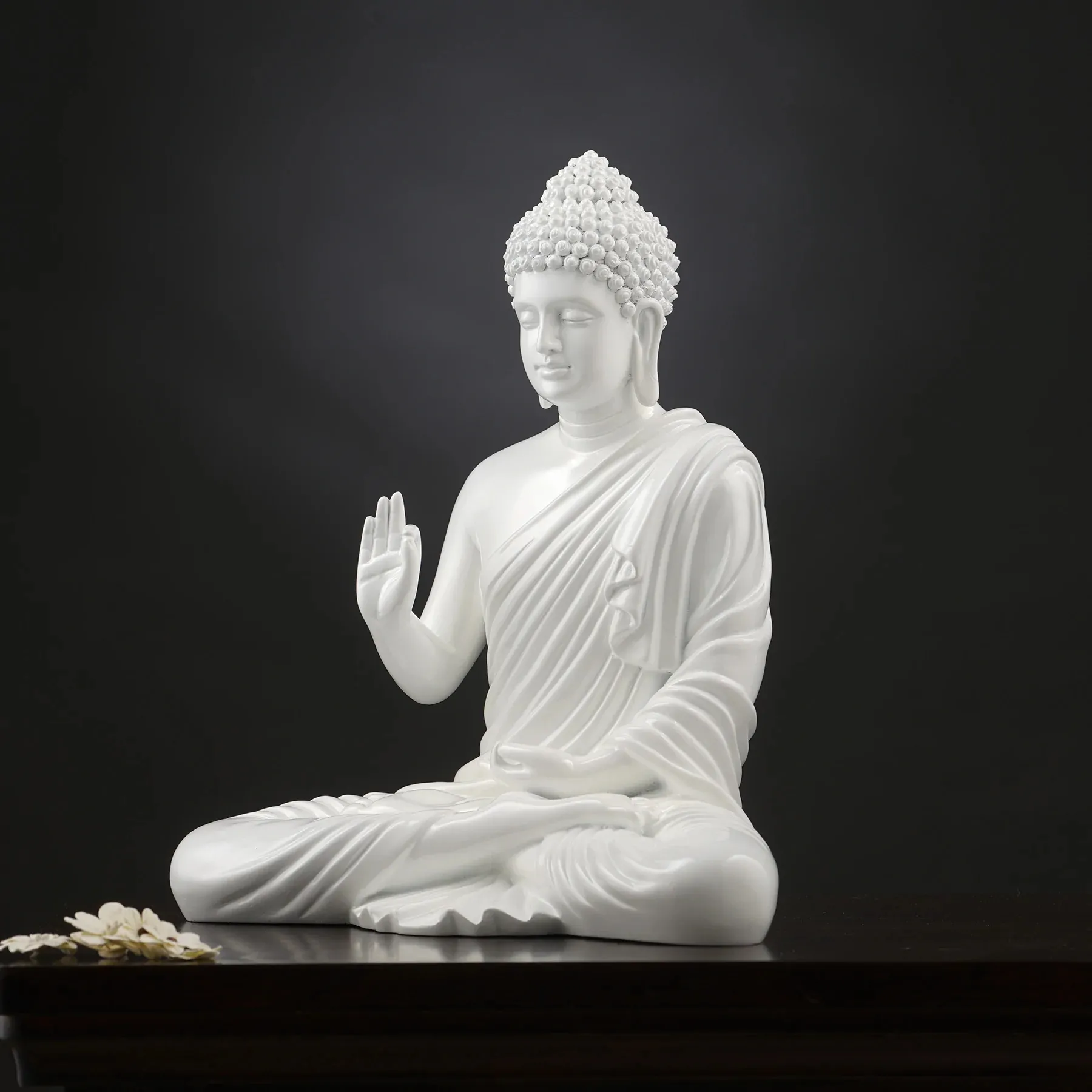 Premium White Resin Statue – Elegant Lord Buddha Showpiece for Home, Office & Meditation Décor